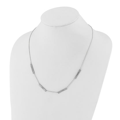 Sterling Silver Silver/Rhodium Plated Brushed 4 Station Necklace