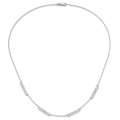 Sterling Silver Silver/Rhodium Plated Brushed 4 Station Necklace