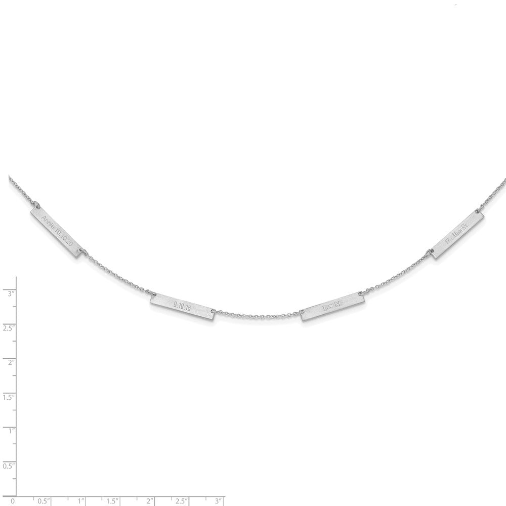Sterling Silver Silver/Rhodium Plated Brushed 4 Station Necklace