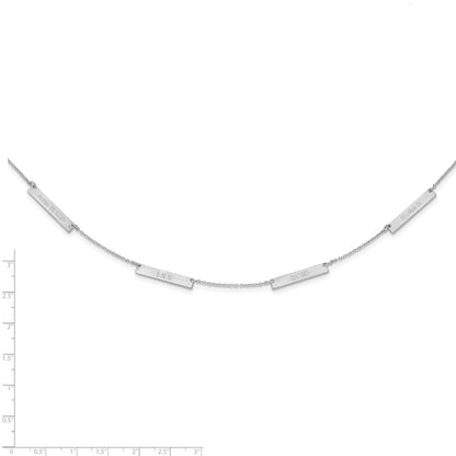 Sterling Silver Silver/Rhodium Plated Brushed 4 Station Necklace