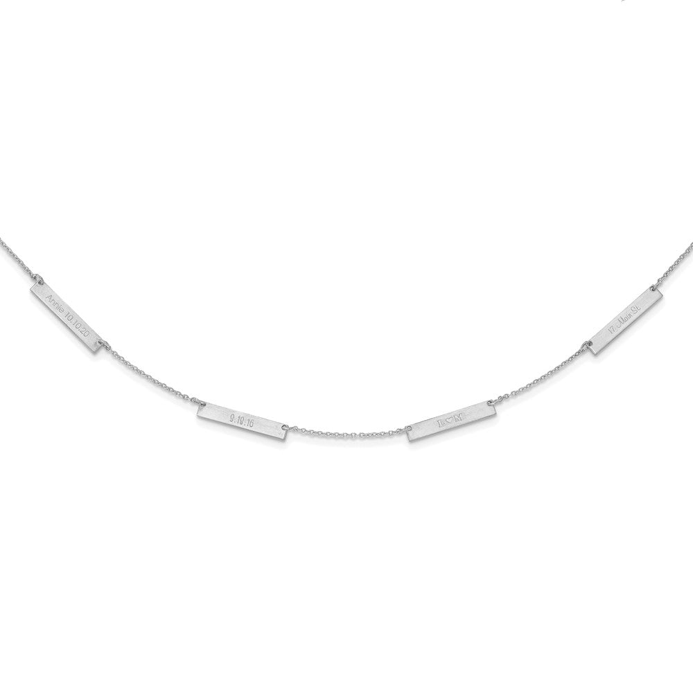 Sterling Silver Silver/Rhodium Plated Brushed 4 Station Necklace