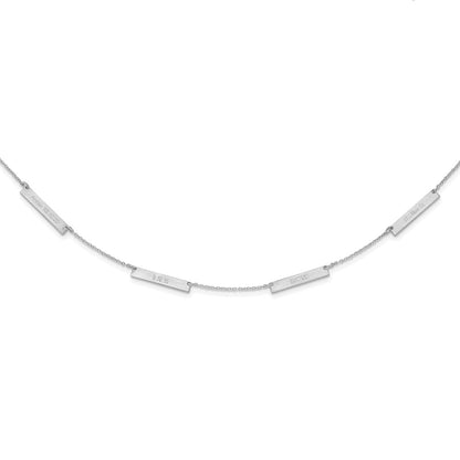 Sterling Silver Silver/Rhodium Plated Brushed 4 Station Necklace