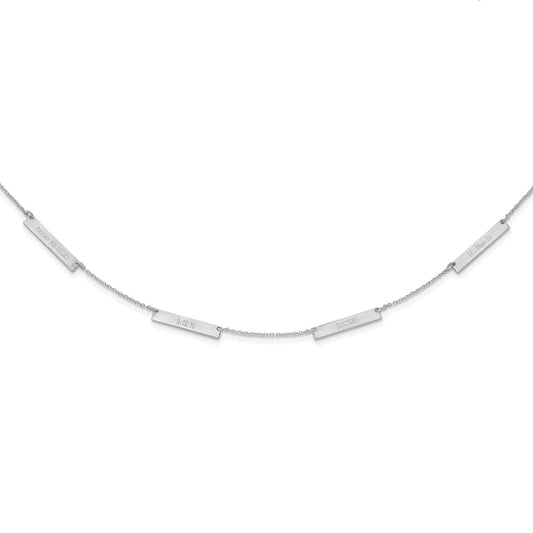 Sterling Silver Silver/Rhodium Plated Brushed 4 Station Necklace
