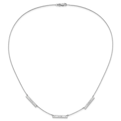 14K White Gold Brushed 3 Station With Diamonds Necklace