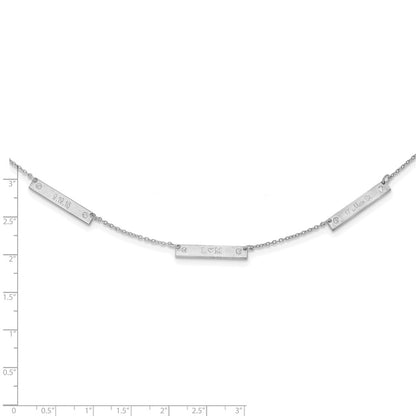 14K White Gold Brushed 3 Station With Diamonds Necklace