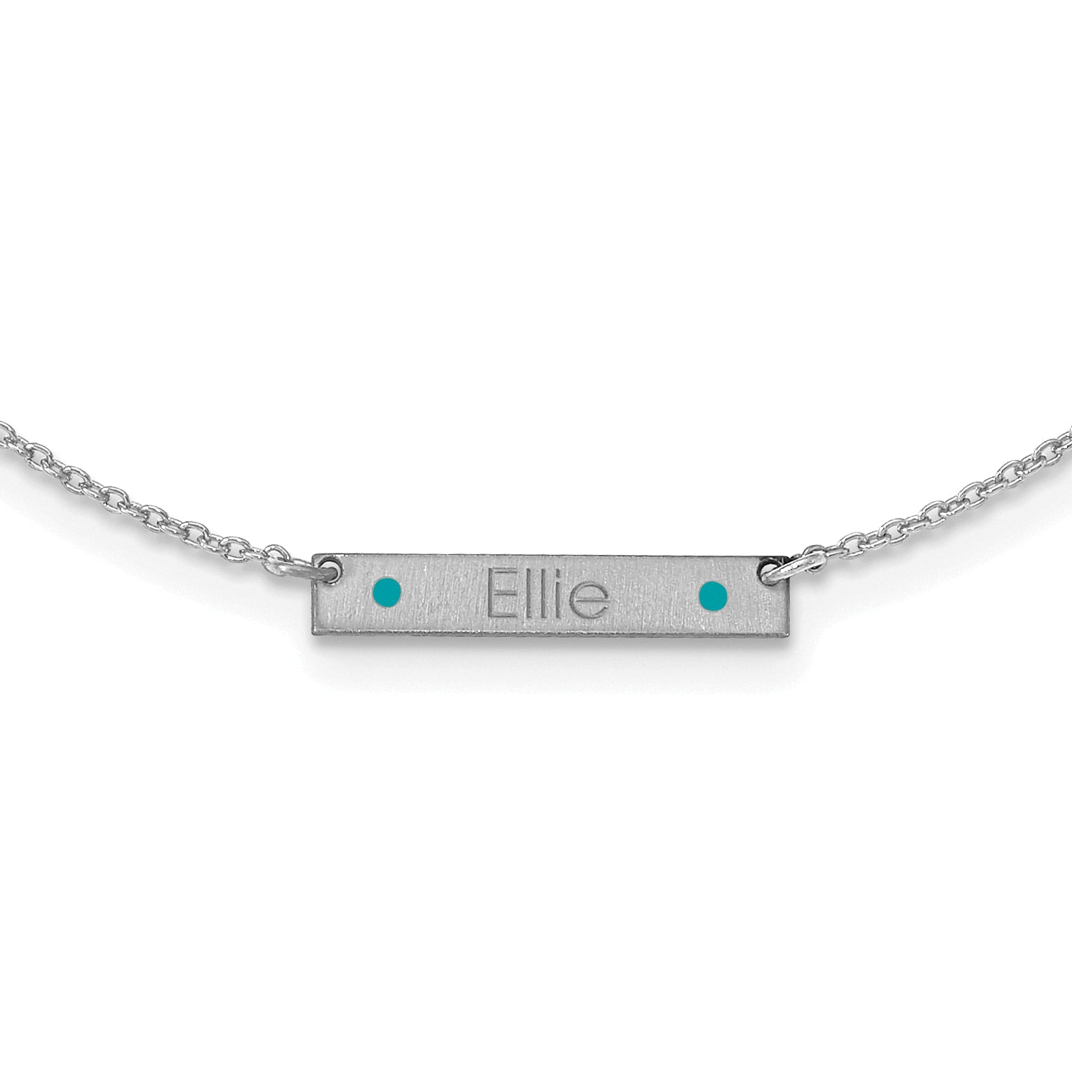 14K White Gold Brushed 1 Station Epoxy Dots Necklace