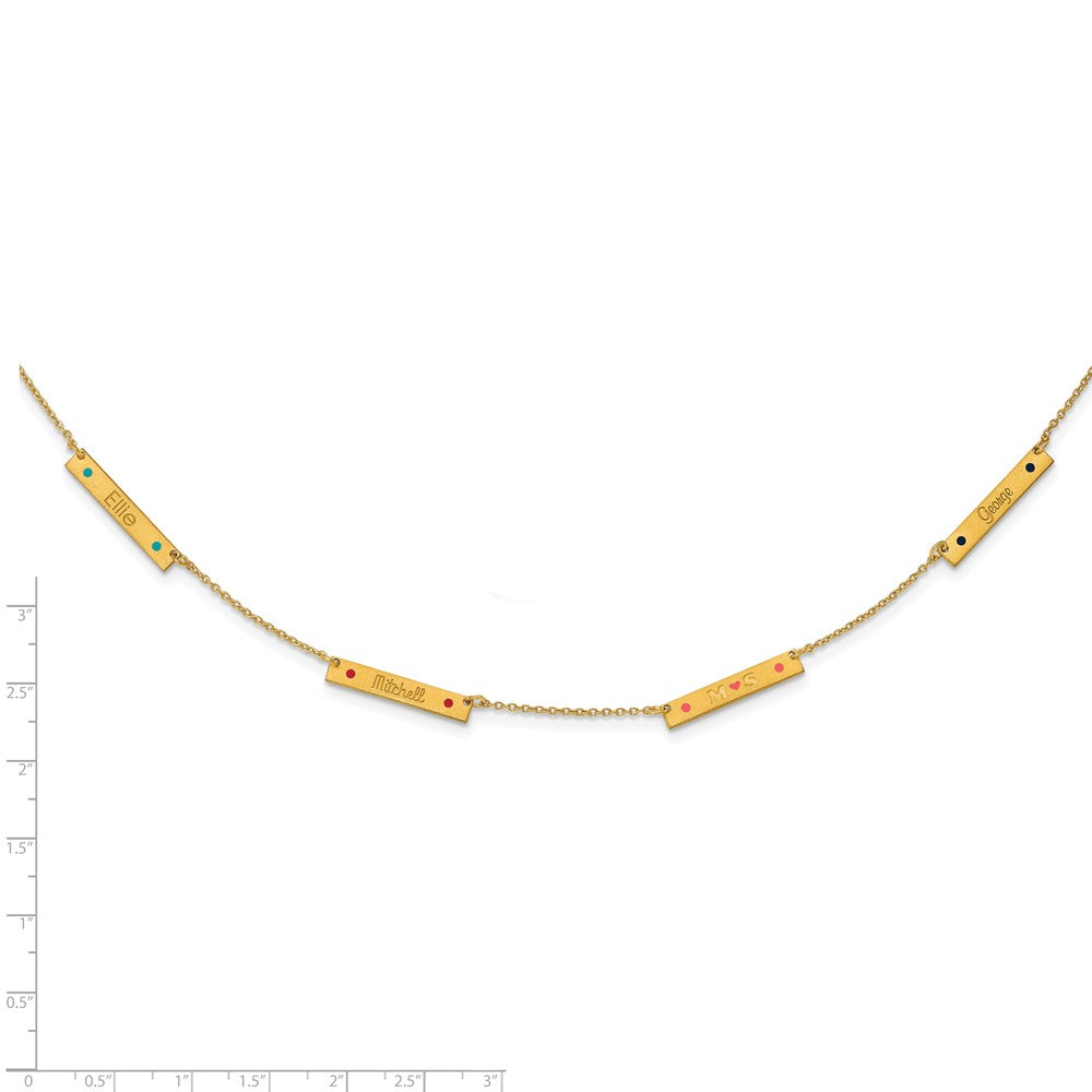 14K Yellow Gold Brushed 4 Station Epoxy Dots Necklace