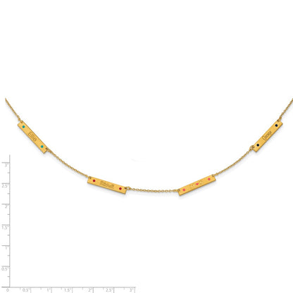 14K Yellow Gold Brushed 4 Station Epoxy Dots Necklace