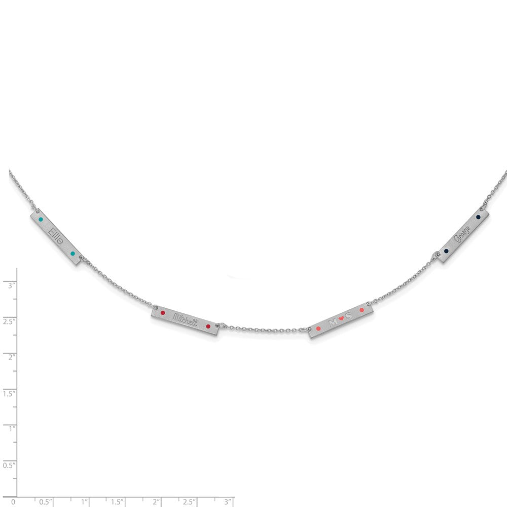 14K White Gold Brushed 4 Station Epoxy Dots Necklace