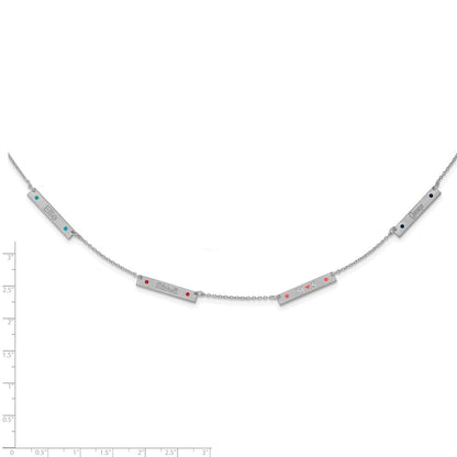 14K White Gold Brushed 4 Station Epoxy Dots Necklace