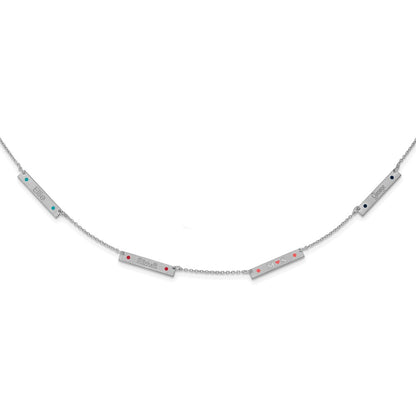 14K White Gold Brushed 4 Station Epoxy Dots Necklace
