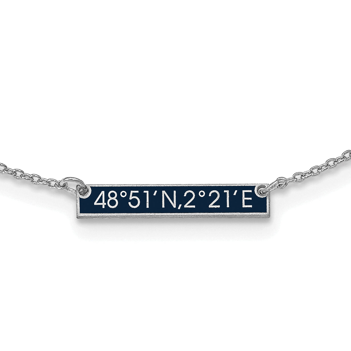 Sterling Silver Silver/Rhodium Plated Brushed 1 Station Epoxy Necklace