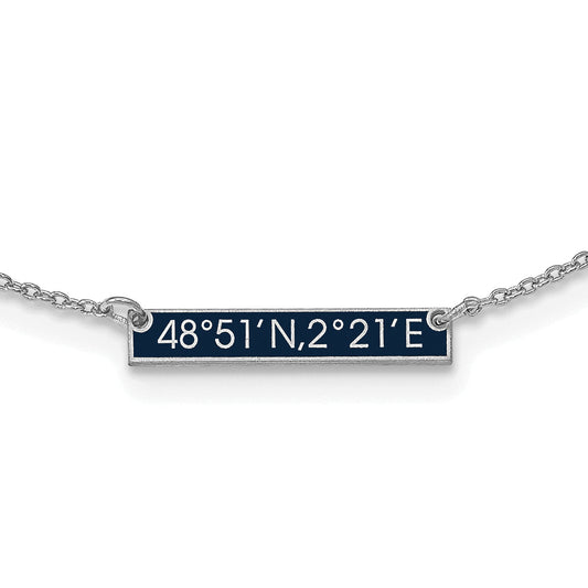 Sterling Silver Silver/Rhodium Plated Brushed 1 Station Epoxy Necklace