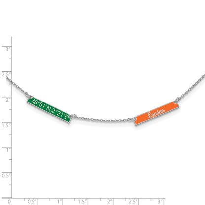 Sterling Silver Silver/Rhodium Plated Brushed 2 Station Epoxy Necklace