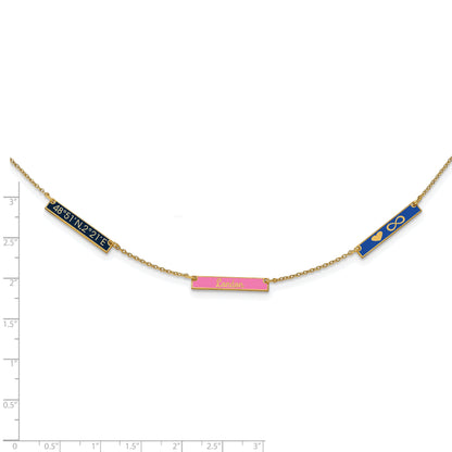 14K Yellow Gold Brushed 3 Station Epoxy Necklace