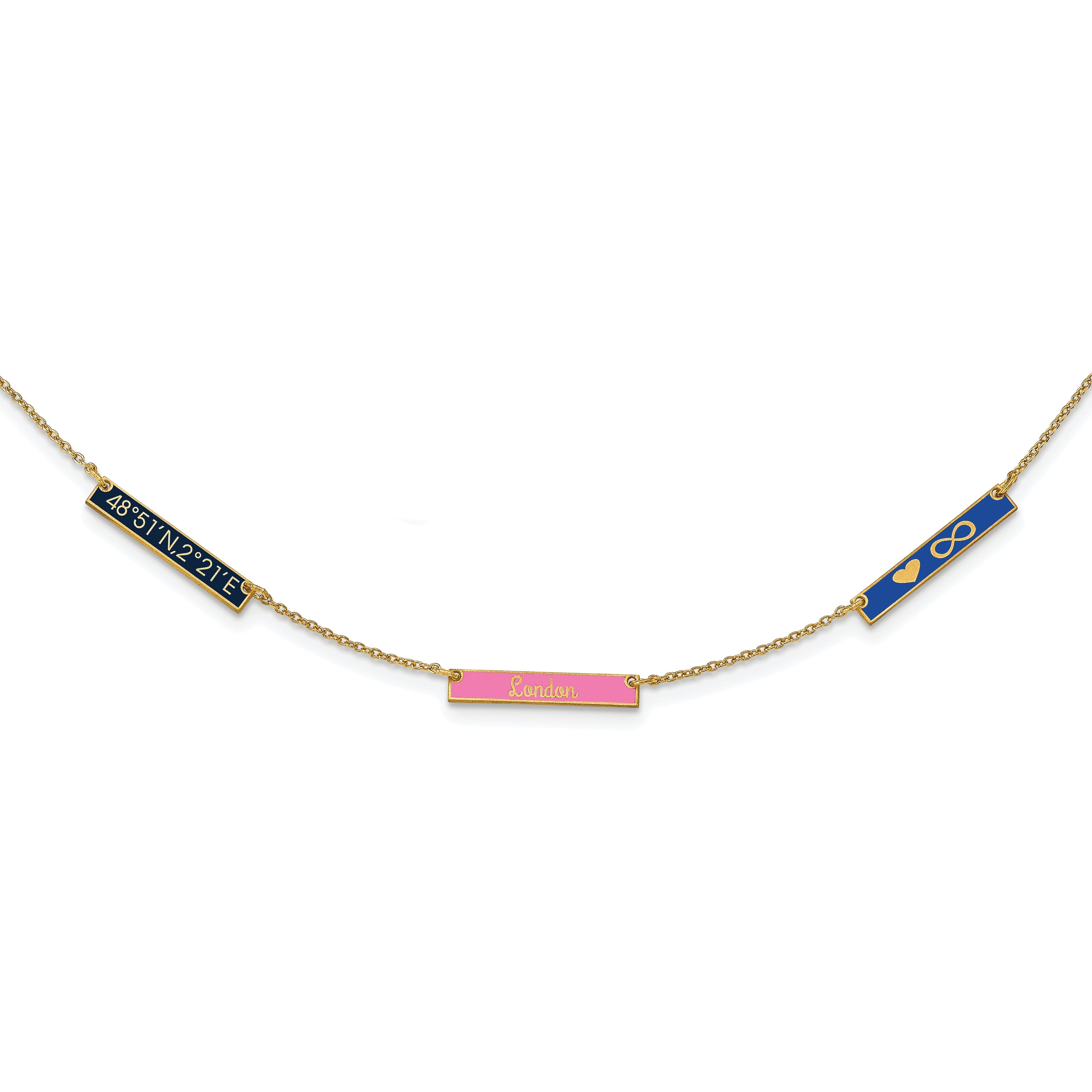 14K Yellow Gold Brushed 3 Station Epoxy Necklace