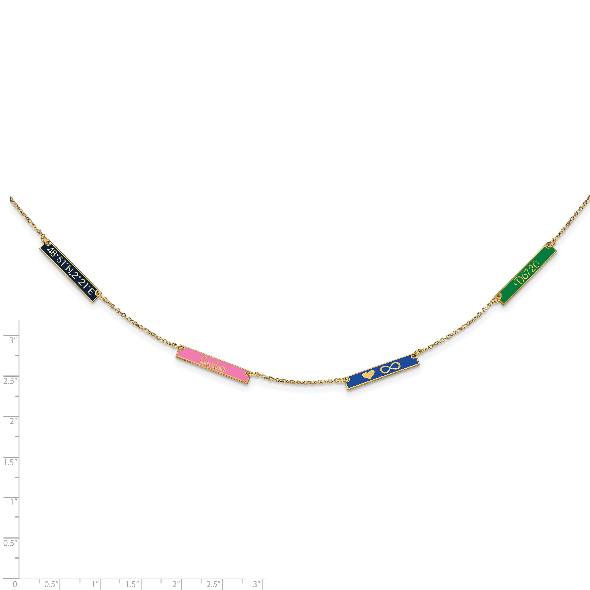 14K Yellow Gold Brushed 4 Station Epoxy Necklace