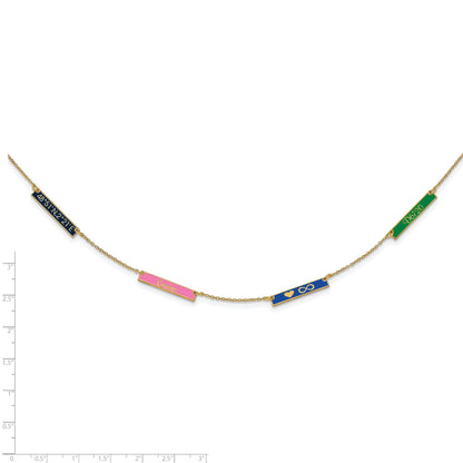 14K Yellow Gold Brushed 4 Station Epoxy Necklace