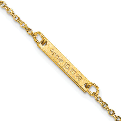 14K Yellow Gold Brushed 1 Station Bracelet