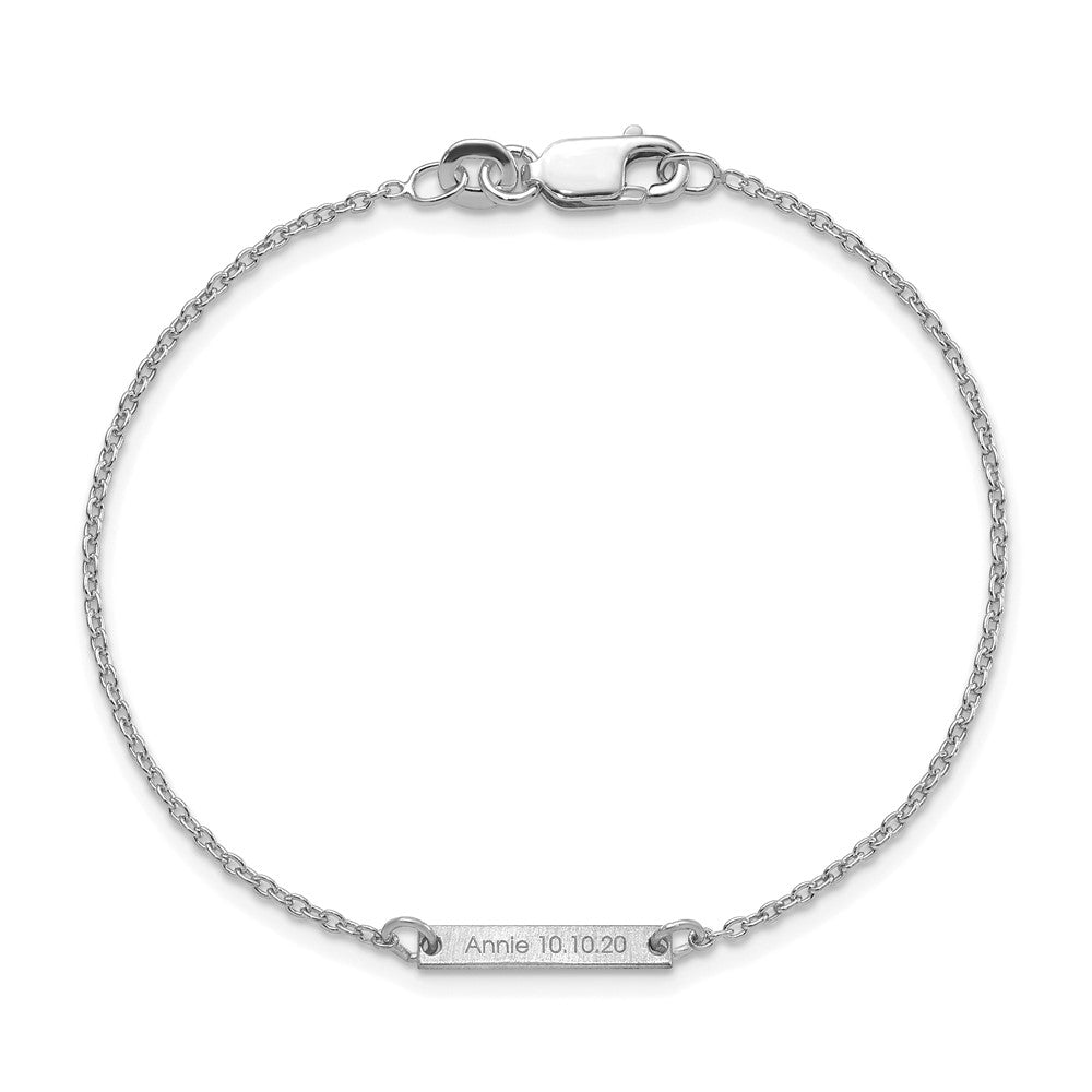 Sterling Silver Silver/Rhodium Plated Brushed 1 Station Bracelet