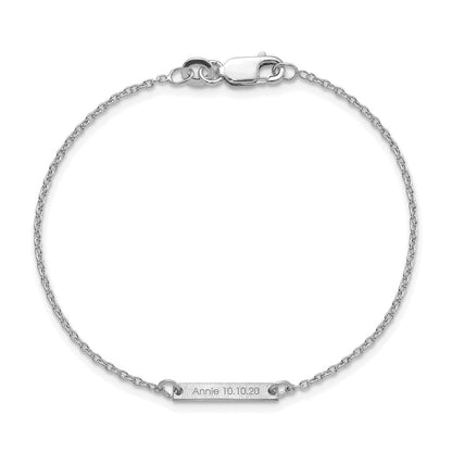 Sterling Silver Silver/Rhodium Plated Brushed 1 Station Bracelet