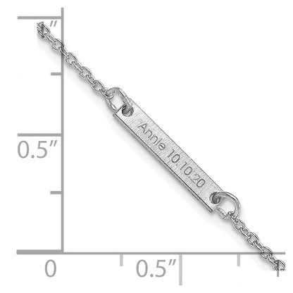 Sterling Silver Silver/Rhodium Plated Brushed 1 Station Bracelet