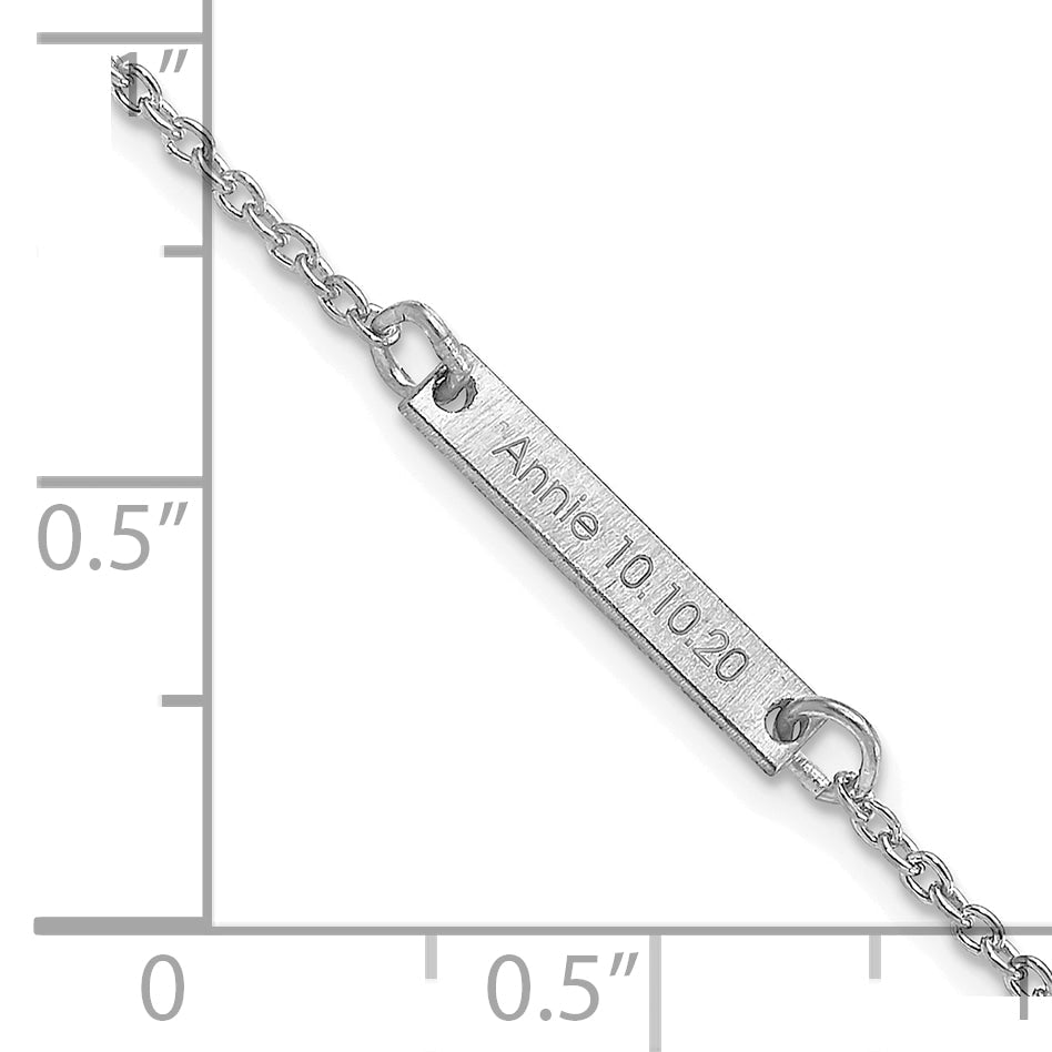 14K White Gold Brushed 1 Station Bracelet