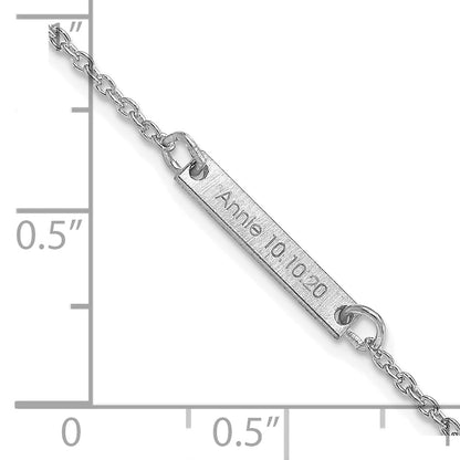 14K White Gold Brushed 1 Station Bracelet