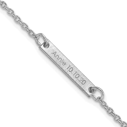 14K White Gold Brushed 1 Station Bracelet