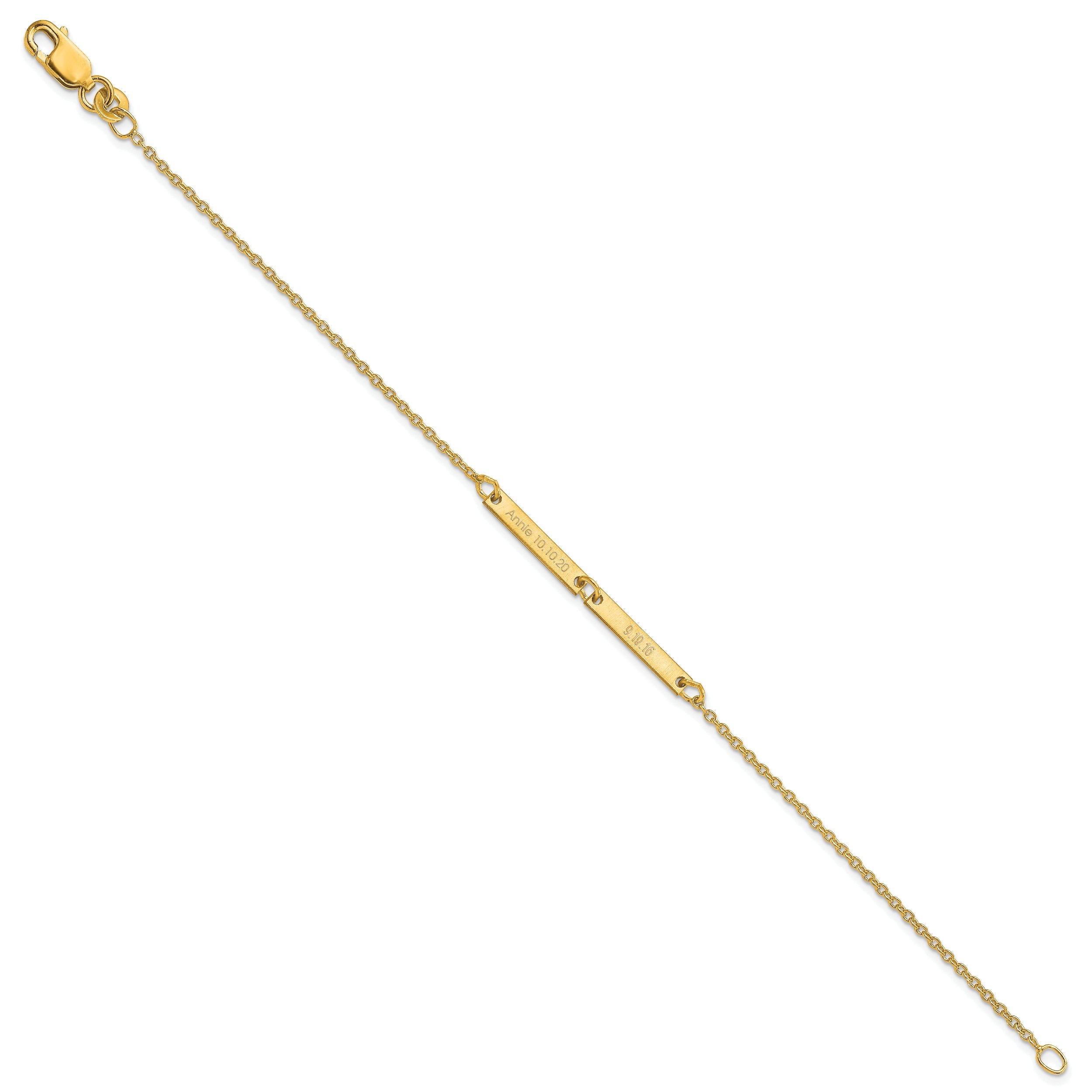 14K Yellow Gold Brushed 2 Station Bracelet