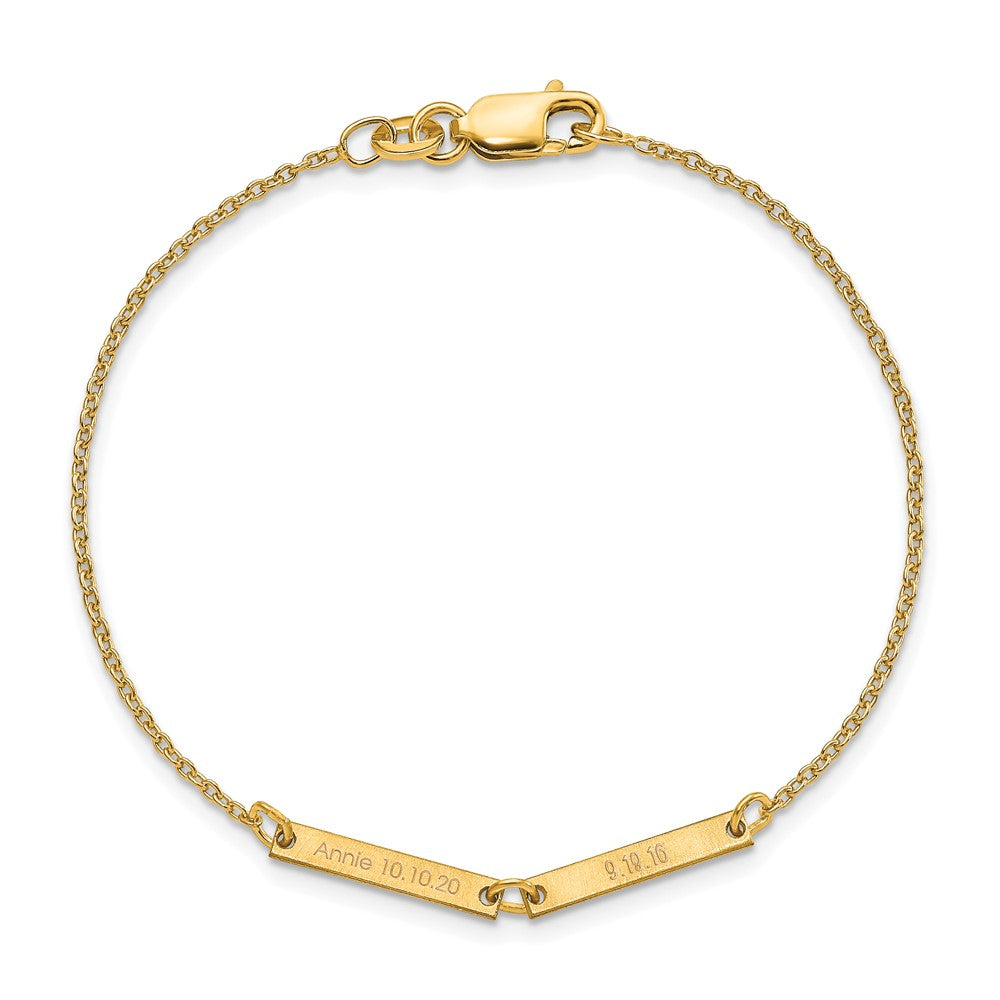 Gold Plated Sterling Silver/Gold Brushed 2 Station Bracelet