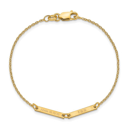 Gold Plated Sterling Silver/Gold Brushed 2 Station Bracelet
