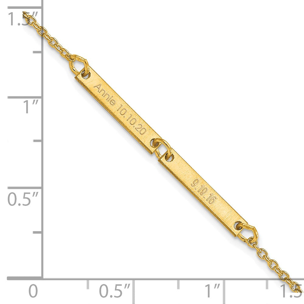 Gold Plated Sterling Silver/Gold Brushed 2 Station Bracelet