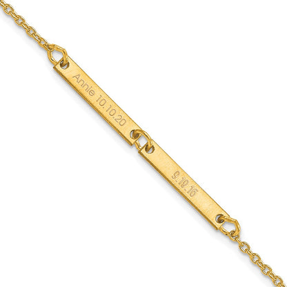 Gold Plated Sterling Silver/Gold Brushed 2 Station Bracelet