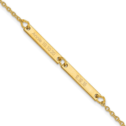 Gold Plated Sterling Silver/Gold Brushed 2 Station Bracelet