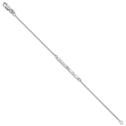 Sterling Silver Silver/Rhodium Plated Brushed 2 Station Bracelet