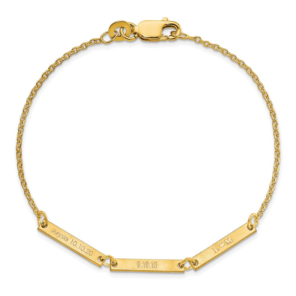 Gold Plated Sterling Silver/Gold Brushed 3 Station Bracelet
