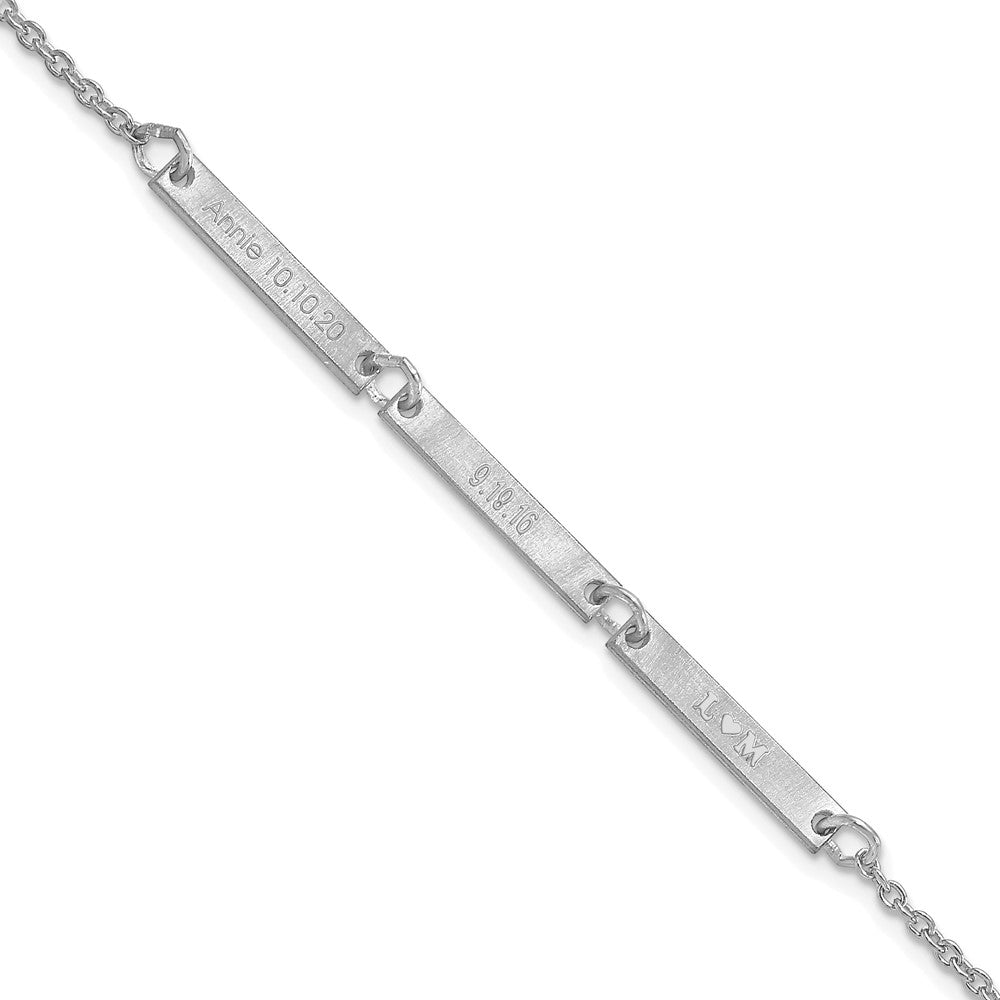 14K White Gold Brushed 3 Station Bracelet