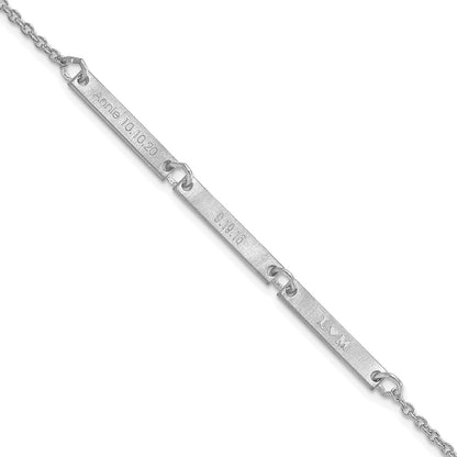 14K White Gold Brushed 3 Station Bracelet