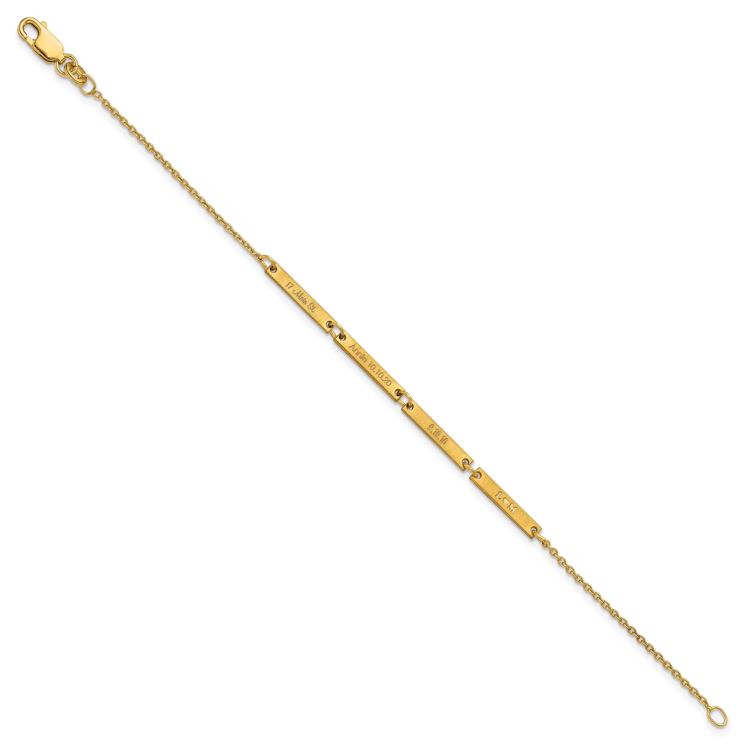 14K Yellow Gold Brushed 4 Station Bracelet