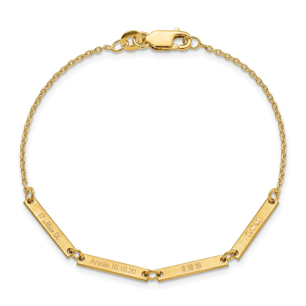 Gold Plated Sterling Silver/Gold Brushed 4 Station Bracelet