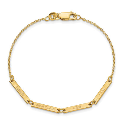 Gold Plated Sterling Silver/Gold Brushed 4 Station Bracelet