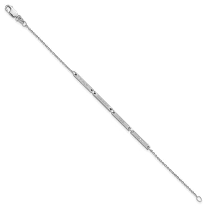 Sterling Silver Silver/Rhodium Plated Brushed 4 Station Bracelet
