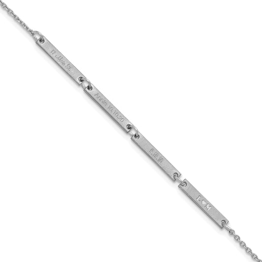 Sterling Silver Silver/Rhodium Plated Brushed 4 Station Bracelet