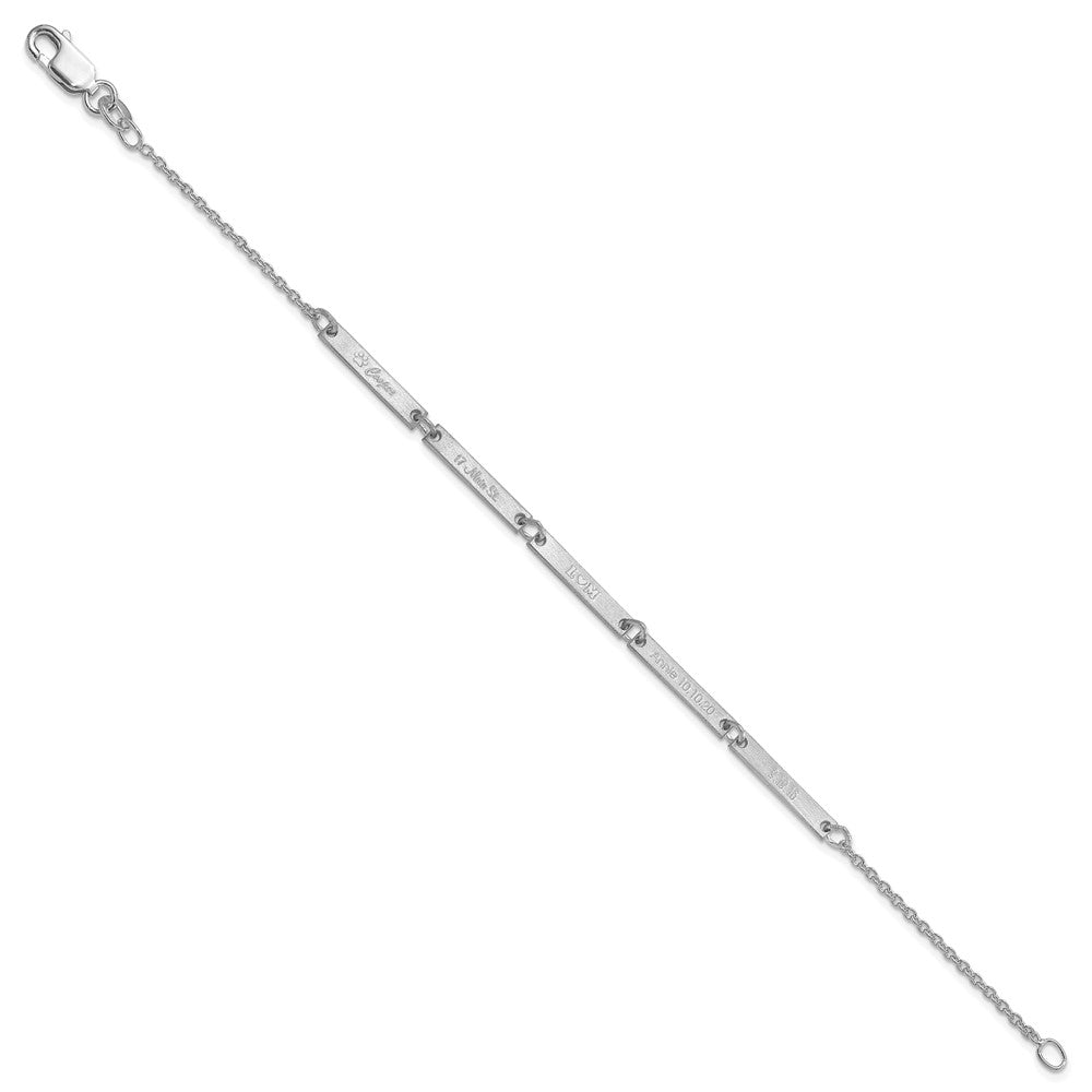 14K White Gold Brushed 4 Station Bracelet