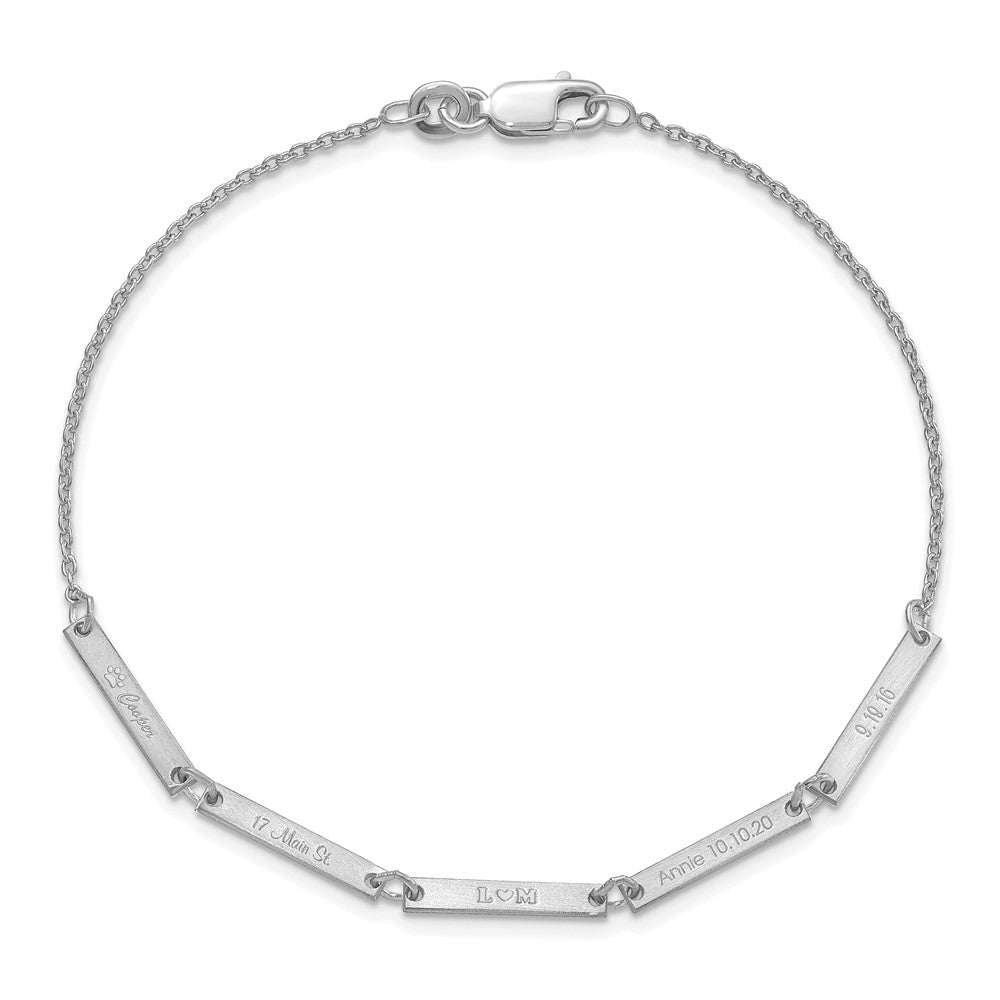 Sterling Silver Silver/Rhodium Plated Brushed 5 Station Bracelet