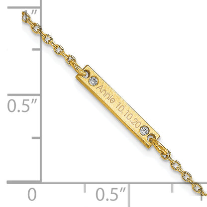 14K Yellow Gold Brushed 1 Station Diamonds Bracelet