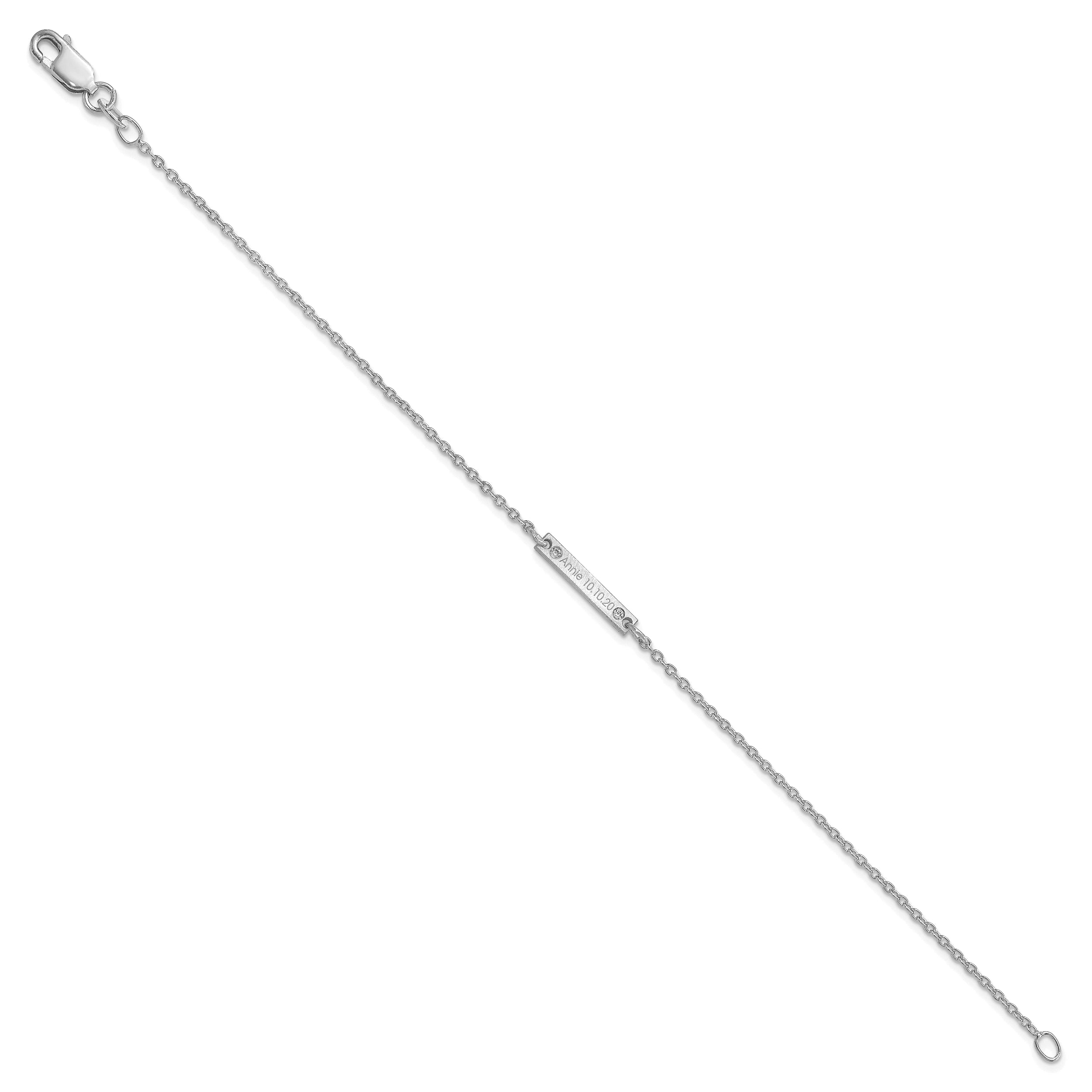 Sterling Silver Rhodium Plated Brushed 1 Station Diamonds Bracelet