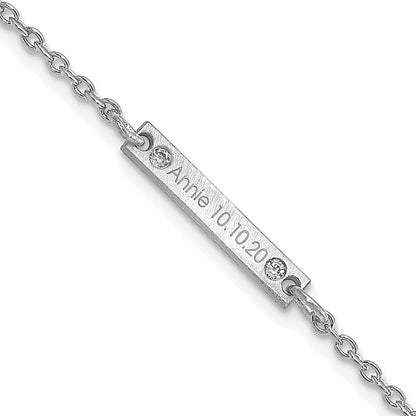 Sterling Silver Rhodium Plated Brushed 1 Station Diamonds Bracelet