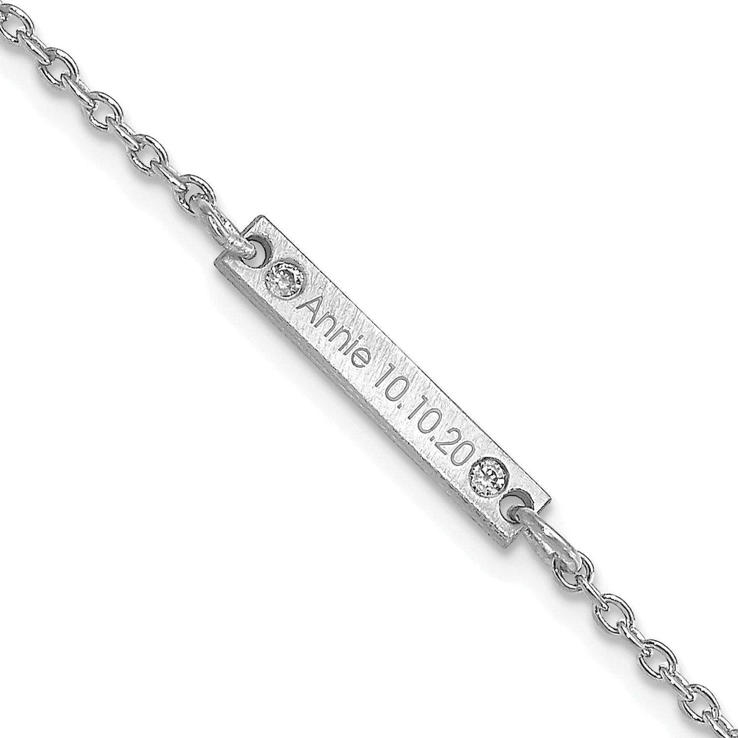 14K White Gold Brushed 1 Station Diamonds Bracelet